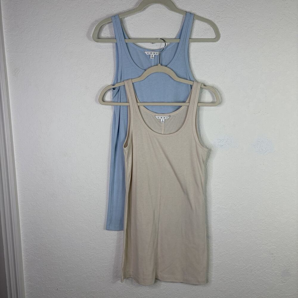Cabi Tank Tops Bundle Of 2 Cream And Blue Colors, Size M, Ribbed, Casual, Summer